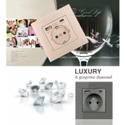 Panneau De Prises Françaises Type-c+USB16A Type 86, Nombre De Prises : 2 Trous, Nombre De Ports USB : 1, Nombre De Ports Type-c : 1, Sûr Et Ferme(arc Blanc) -Douille Soldes Boutiquec 100342126 3