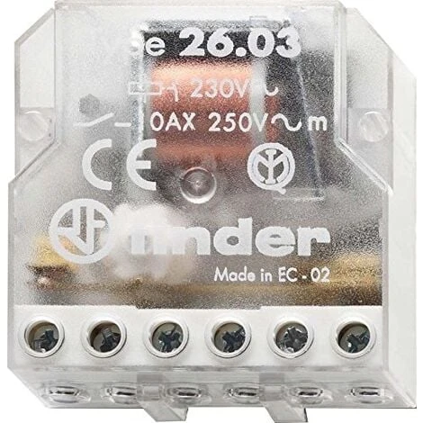 FINDER SÉRIE 26 - RELE ENCASTRÉ DÉTOURNEMENT BIPOLAIRE CONTACT OUVERT + CONTACT FERMÉ 230 VAC 1 FINDER SÉRIE 26 - RELE ENCASTRÉ DÉTOURNEMENT BIPOLAIRE CONTACT OUVERT + CONTACT FERMÉ 230 VAC
