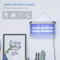 Outsunny Lampe UV Anti-insectes Anti Moustique Tue Mouche électrique Destructeur D'insectes 30 W Noir Gris -Douille Soldes Boutiquec 11764741 4