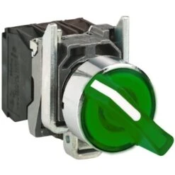 Schneider® Harmony Bouton Tournant Lumineux Vert Ø22 à Manette 2 Positions 24V 1O+1F - XB4BK123B5