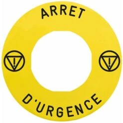 Schneider® Harmony étiquette Circulaire Ø60mm Jaune Logo EN13850 ARRET D URGENCE Pr ZBZ3605 - ZBY9130T