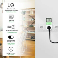 Fishtec® Programmateur Prise Electrique Hebdomadaire - Affichage Digital Grand écran - Economie D'énergie -Douille Soldes Boutiquec 13376973 3