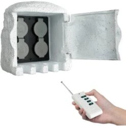 Prise De Jardin Sous Forme De Fausse Pierre Avec Télécommande VidaXL -Douille Soldes Boutiquec 1683536 4