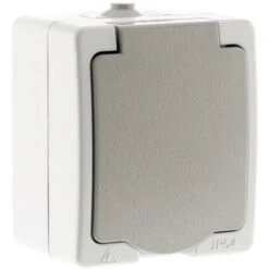 Prise 2P+T 16A Gris Clair IP54 - Akya