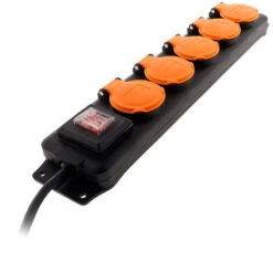 Bloc étanche IP44 5 Prises 16A 2P+T Avec Clapets Et Interrupteur - Câble HO5RRF 3G1 De 1,5m