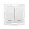 Interrupteur Encastrable Double Avec Voyant Lumineux LED LOGI Blanc