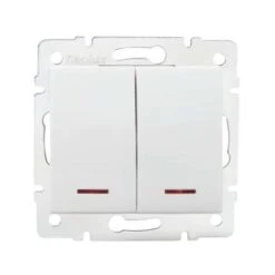 Interrupteur Encastrable Double Avec Voyant Lumineux LED LOGI Blanc