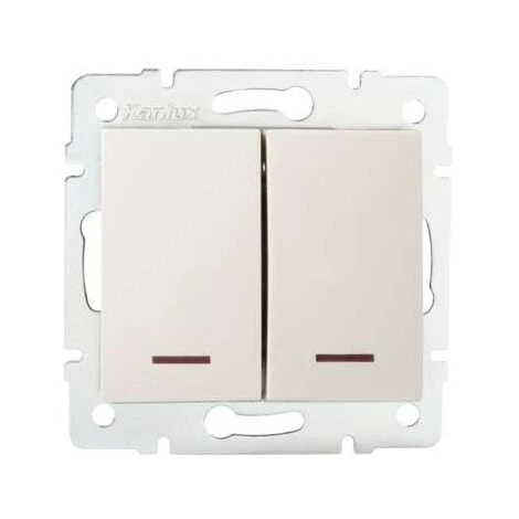 Interrupteur Encastrable Double Avec Voyant Lumineux LED LOGI Crème 1 Interrupteur Encastrable Double Avec Voyant Lumineux LED LOGI Crème