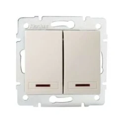 Interrupteur Encastrable Double Avec Voyant Lumineux LED DOMO Crème