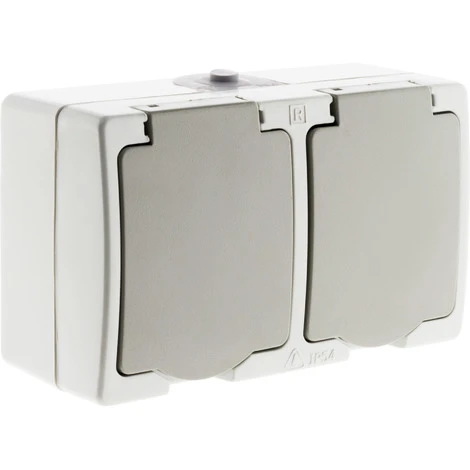 Double Prise 2P+T 16A Gris Clair IP54 - Akya 1 Double Prise 2P+T 16A Gris Clair IP54 - Akya