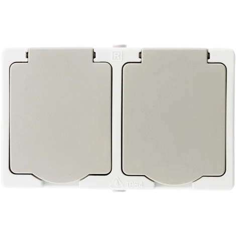 Double Prise 2P+T 16A Gris Clair IP54 - Akya 2 Double Prise 2P+T 16A Gris Clair IP54 - Akya – Image 2