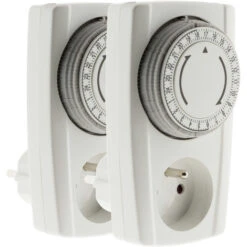 Lot De 2 Prises Programmables Mécaniques 24h - Noir & Blanc - Otio