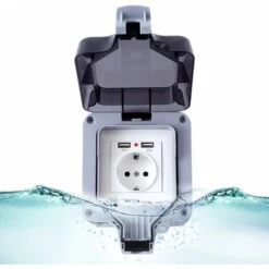 Kueatily Prise étanche IP66, Prise Etanche Extérieure Murale, Botier De Prise Murale étanche à La Poussière Pour Intérieur Et Extérieur -Douille Soldes Boutiquec 32103584 2