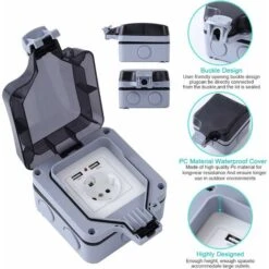 Kueatily Prise étanche IP66, Prise Etanche Extérieure Murale, Botier De Prise Murale étanche à La Poussière Pour Intérieur Et Extérieur -Douille Soldes Boutiquec 32103584 4