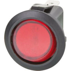 Interrupteur A Bascule 6,5 A 1 Pole, Noir/rouge éclairé Dimensions 20 Mm De Diametre