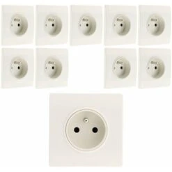 Lot De 10 Prises 2P+T 16A Borne-auto + Griffes Diwone Blanc - Diwone
