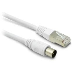 Câble TV Coaxial Et Ethernet Mâle/mâle RJ45 - 2 M - Blanc