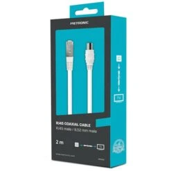 Câble TV Coaxial Et Ethernet Mâle/mâle RJ45 - 2 M - Blanc -Douille Soldes Boutiquec 45397239 3