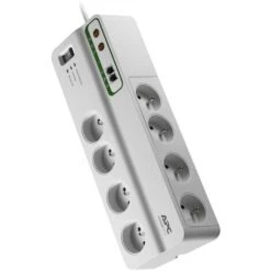 Multiprise Parasurtenseur 8 Prises 10A Protection Téléphone Et Coaxial, Schneider Electric, Ref. PMF83VT-FR
