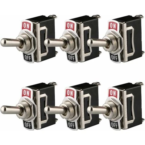 Interrupteur à Bascule 12V-24V-48V-110V/10A, SPST Métal Interrupteur à Levier, On/Off 2 Positions 2 Broches, Pour Voiture Tableau De Bord Lumière Fontainebleau Pack De 6, Noir 1 Interrupteur à Bascule 12V-24V-48V-110V/10A, SPST Métal Interrupteur à Levier, On/Off 2 Positions 2 Broches, Pour Voiture Tableau De Bord Lumière Fontainebleau Pack De 6, Noir