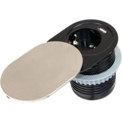 Emuca Tour De 1 Prise Avec 1 Port USB Vertikal Flat60, à Encastrer, Avec Couvercle, Type Schuko, Acier Et Plastique, Inox -Douille Soldes Boutiquec 54868915 3