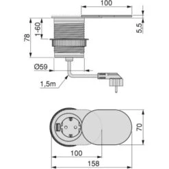 Emuca Tour De 1 Prise Avec 1 Port USB Vertikal Flat60, à Encastrer, Avec Couvercle, Type Schuko, Acier Et Plastique, Inox -Douille Soldes Boutiquec 54868915 4