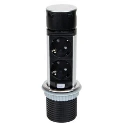 Emuca Tour De 2 Prises Avec 2 USB Vertikal Push60, à Encastrer, Escamotable, Avec Push, Type Schuko, Acier Et Plastique, Inox