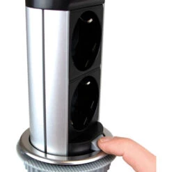 Emuca Tour De 2 Prises Avec 2 USB Vertikal Push60, à Encastrer, Escamotable, Avec Push, Type Schuko, Acier Et Plastique, Inox -Douille Soldes Boutiquec 54869150 5