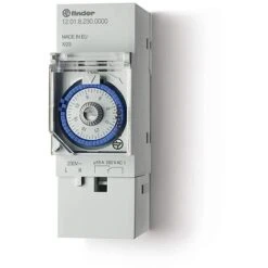 Interruttore Orario Elettromeccanico Giornaliero 1 Contatto 16A Montaggio Barra DIN Tipo 12.01 Finder 120182300000