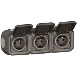 Legrand Triple Prise De Courant Horizontale Avec Volet Plexo Complet Saillie -anthracite (070066)