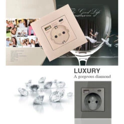 ELLE Panneau De Prises Françaises Type-c+USB16A Type 86, Nombre De Prises : 2 Trous, Nombre De Ports USB : 1, Nombre De Ports Type-c : 1, Sûr Et Ferme(Acier Inoxydable Avec Coins Ronds, Noir) -Douille Soldes Boutiquec 59689244 3