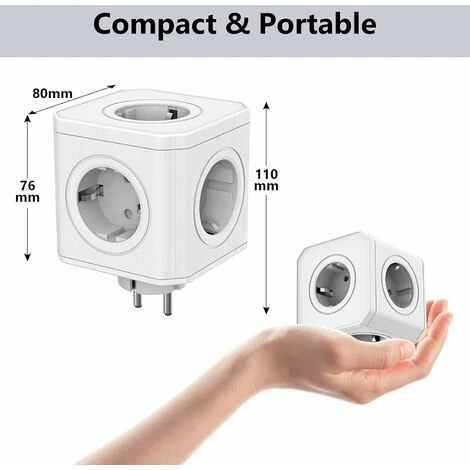 Premier® Multiprise Murale Cube 5 En 1 Avec Protection Contre Les Surcharges&Parasurtenseurs,Multiprise Cube 4000W/16A Avec Porte De Sécurité,Multiprise Electrique Portable Pour Bureau Voyage-Blanc 2 Premier® Multiprise Murale Cube 5 En 1 Avec Protection Contre Les Surcharges&Parasurtenseurs,Multiprise Cube 4000W/16A Avec Porte De Sécurité,Multiprise Electrique Portable Pour Bureau Voyage-Blanc – Image 2