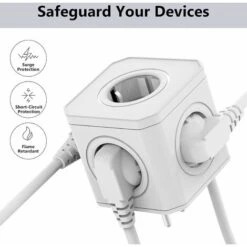 Premier® Multiprise Murale Cube 5 En 1 Avec Protection Contre Les Surcharges&Parasurtenseurs,Multiprise Cube 4000W/16A Avec Porte De Sécurité,Multiprise Electrique Portable Pour Bureau Voyage-Blanc 5 Premier® Multiprise Murale Cube 5 En 1 Avec Protection Contre Les Surcharges&Parasurtenseurs,Multiprise Cube 4000W/16A Avec Porte De Sécurité,Multiprise Electrique Portable Pour Bureau Voyage-Blanc -Douille Soldes Boutiquec 60551402 3