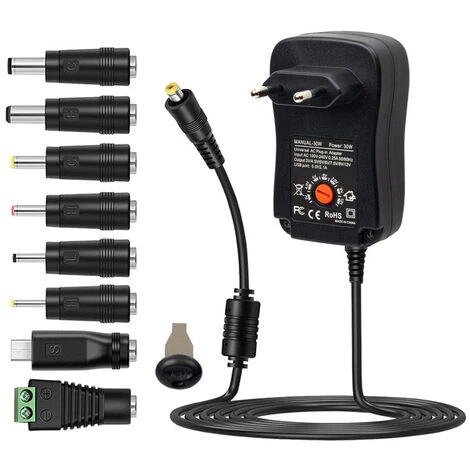 Adaptateur D'alimentation Universel AC Vers DC 30W Avec Port USB 5V 2,1A, Chargeur D'alimentation Enfichable AC Tension De Sortie Réglable 3V à 12V Avec 8 Adaptateurs DC Pour L'électronique Domestique 1 Adaptateur D'alimentation Universel AC Vers DC 30W Avec Port USB 5V 2,1A, Chargeur D'alimentation Enfichable AC Tension De Sortie Réglable 3V à 12V Avec 8 Adaptateurs DC Pour L'électronique Domestique