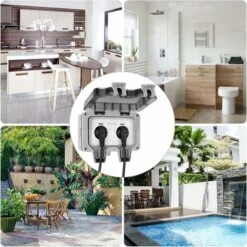DENUOTOP Prise Exterieure Etanche IP66 Double Prise De Courant Et Volet De Protection Multiprise Electrique Murale De Jardin, Prise Anti-Poussière Et Coupe-Vent Avec Interrupteur, Voyant Lumineux -Douille Soldes Boutiquec 61331343 3