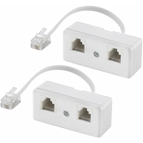 Lot De 5 Répartiteurs Téléphoniques à Deux Voies, Câble RJ11 6P4C, Adaptateur Mural De Téléphone Et Séparateur, Convertisseur Mâle Vers 2 Femelles Pour Ligne Fixe (Blanc)LO-Ron 1 Lot De 5 Répartiteurs Téléphoniques à Deux Voies, Câble RJ11 6P4C, Adaptateur Mural De Téléphone Et Séparateur, Convertisseur Mâle Vers 2 Femelles Pour Ligne Fixe (Blanc)LO-Ron