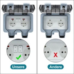 Randaco Prise Étanche Double Prise Electrique Extérieure IP66 Étanche Prise Murale 16A Avec Interrupteur -Douille Soldes Boutiquec 63581630 3