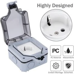 Prise Étanche IP66, Prise Exterieur Résistant Aux Intempéries, Boîte De Derivation Extérieure Murale, Protection Multiprise Pour Cuisine, Garage, Salle De Bain, Piscine Et Gardin 7 Prise Étanche IP66, Prise Exterieur Résistant Aux Intempéries, Boîte De Derivation Extérieure Murale, Protection Multiprise Pour Cuisine, Garage, Salle De Bain, Piscine Et Gardin -Douille Soldes Boutiquec 64032103 3