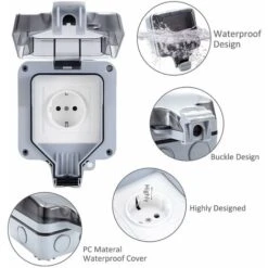 Prise Étanche IP66, Prise Exterieur Résistant Aux Intempéries, Boîte De Derivation Extérieure Murale, Protection Multiprise Pour Cuisine, Garage, Salle De Bain, Piscine Et Gardin 8 Prise Étanche IP66, Prise Exterieur Résistant Aux Intempéries, Boîte De Derivation Extérieure Murale, Protection Multiprise Pour Cuisine, Garage, Salle De Bain, Piscine Et Gardin -Douille Soldes Boutiquec 64032103 4