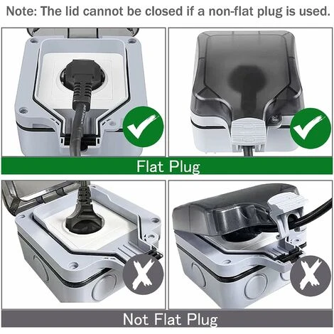 Prise Étanche IP66, Prise Exterieur Résistant Aux Intempéries, Boîte De Derivation Extérieure Murale, Protection Multiprise Pour Cuisine, Garage, Salle De Bain, Piscine Et Gardin 5 Prise Étanche IP66, Prise Exterieur Résistant Aux Intempéries, Boîte De Derivation Extérieure Murale, Protection Multiprise Pour Cuisine, Garage, Salle De Bain, Piscine Et Gardin – Image 5
