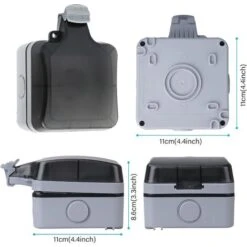 Prise Étanche IP66, Prise Etanche Extérieure Murale, Boîtier De Prise Murale Étanche à La Poussière Pour Intérieur Et Extérieur (Avec Interrupteur, B) 8 Prise Étanche IP66, Prise Etanche Extérieure Murale, Boîtier De Prise Murale Étanche à La Poussière Pour Intérieur Et Extérieur (Avec Interrupteur, B) -Douille Soldes Boutiquec 64032214 4