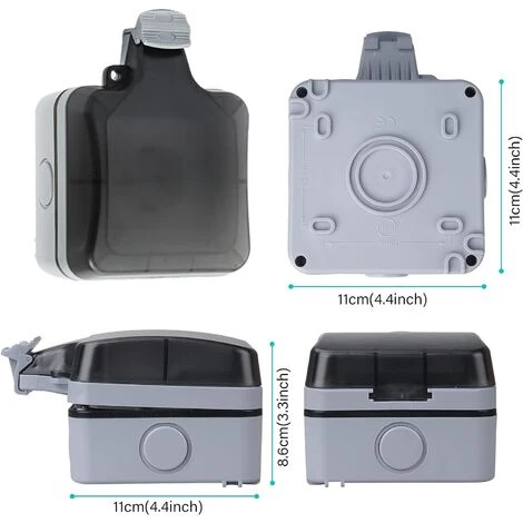 Prise Étanche IP66, Prise Etanche Extérieure Murale, Boîtier De Prise Murale Étanche à La Poussière Pour Intérieur Et Extérieur (Avec Interrupteur, B) 4 Prise Étanche IP66, Prise Etanche Extérieure Murale, Boîtier De Prise Murale Étanche à La Poussière Pour Intérieur Et Extérieur (Avec Interrupteur, B) – Image 4