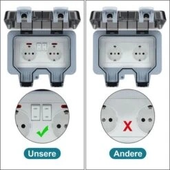EINFEBEN Prise Étanche Extérieure IP66 Avec Interrupteur, Prise Extérieure Murale Double Pour Cuisine,Piscine Et Gardin -Douille Soldes Boutiquec 64309164 3