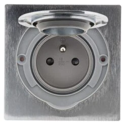Prise De Sol 16A 2P+T Finition Alu Brossé - IP55 Avec Boîte D'installation