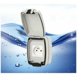 KAEJYIUT-Prise Exterieure Etanche Ip66, Prise Murale Anti Poussière, Prises Electriques Murales Jardin Pour Intérieur Et Extérieur (Single Prise)