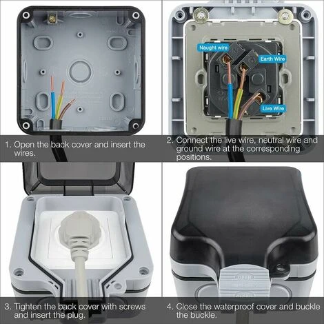 Prise Exterieure Etanche Ip66, Prise De Courant Complète, Prise Extérieure étanche, 3 Prise Exterieure Etanche Ip66, Prise De Courant Complète, Prise Extérieure étanche, – Image 3