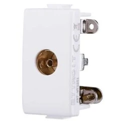 Prise Télévision Simple Femelle Compatible Bticino Matix Couleur Blanc