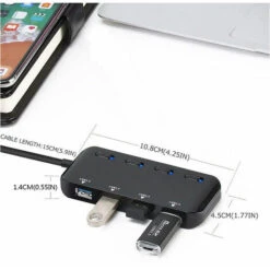 Hub Usb 3.0 Multiprise, Multi 4 Ports Usb Multiple Ultra Fin Avec Voyants De Commutateurs D Alimentation Individuels -Douille Soldes Boutiquec 71601051 3
