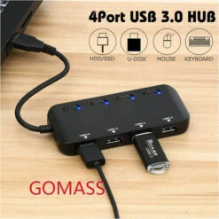 Hub Usb 3.0 Multiprise, Multi 4 Ports Usb Multiple Ultra Fin Avec Voyants De Commutateurs D Alimentation Individuels -Douille Soldes Boutiquec 71601051 5