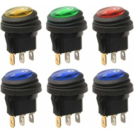 6pcs 12V-24VDC 20A LED Interrupteur à Bascule 3 Broches SPST Étanche Rond Power Switch Bouton Contrôle Pour Voiture Auto Bateau Camion (1 X Rouge/Jaune/Vert, 3 X Bleu) Cisea 1 6pcs 12V-24VDC 20A LED Interrupteur à Bascule 3 Broches SPST Étanche Rond Power Switch Bouton Contrôle Pour Voiture Auto Bateau Camion (1 X Rouge/Jaune/Vert, 3 X Bleu) Cisea